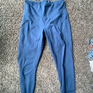 Blue Pocket Ankle Length Leggings